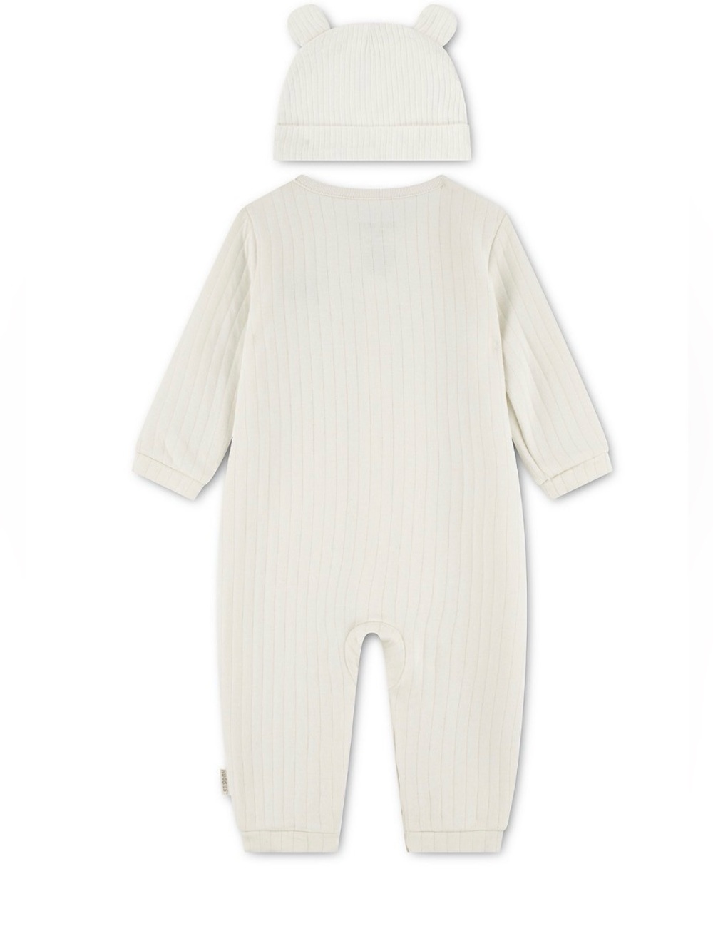 Huggies Cozy Cream Ribbed One-Piece with Bear Appliqué and Beanie 6M NWT🍼 - Picture 2 of 6